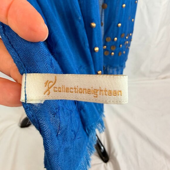 Collection Eighteen Women's Scarf | OS | Blue with Embellishment & Fringe - Picture 4 of 8